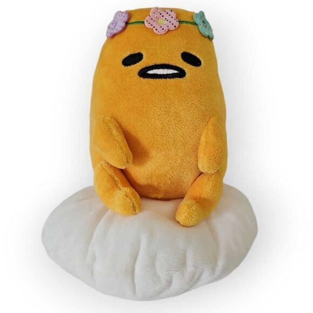 Sanrio Gudetama Plush The Lazy Egg Flower Headband Crown 2023 Stuffed Animal 9"